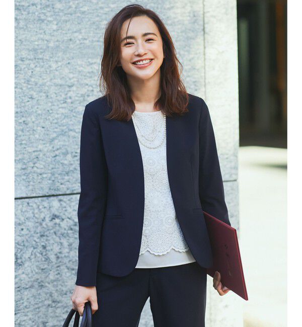 ANY SIS「【セットアップ可】セレモニーダブルクロス カラーレスジャケット」|ノーカラージャケット|