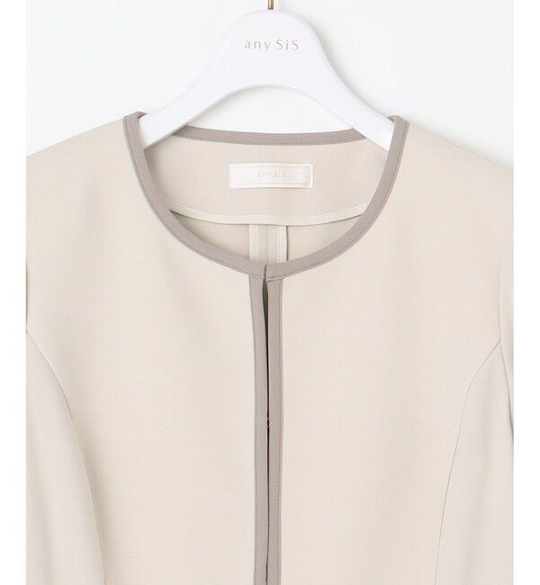 ANY SIS「【洗える】バイカラードビー ジャケット」|ノーカラージャケット|