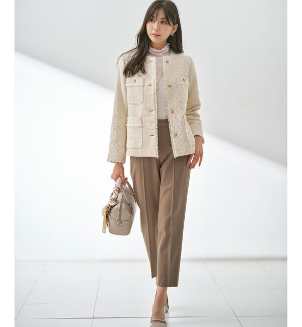 any SiS「ツイードノーカラーミドル ジャケット」|ノーカラージャケット|