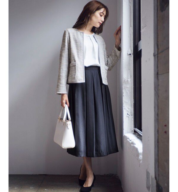 ANY SIS「【2SET】ウォッシャブルジャケット &times; ブラウス セット」|ノーカラージャケット|