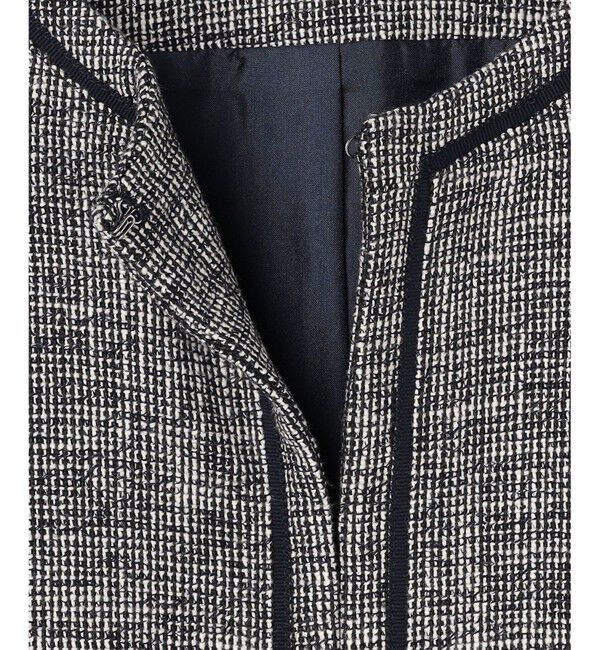 ANY SIS「ライトストレッチ ツイード ジャケット」|ノーカラージャケット|