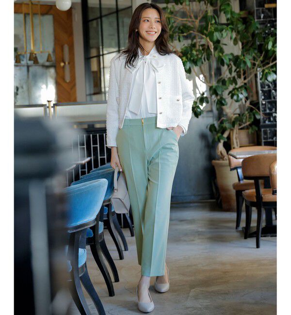 ANY SIS「リボンヤーンライトツイード ジャケット」|ノーカラージャケット|