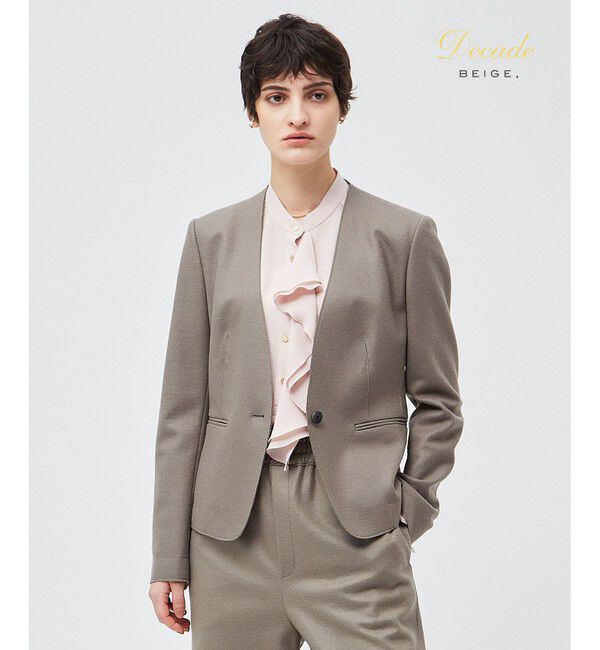 BEIGE,「CORBY / ノーカラージャケット」|ノーカラージャケット|Taupe