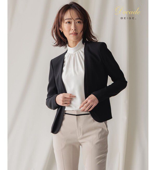 BEIGE,「CINDY / ダブルカラージャケット」|ノーカラージャケット|Black &times; Black