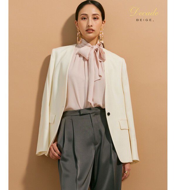 BEIGE,「CAROLE / ノーカラージャケット」|ノーカラージャケット|Ecru