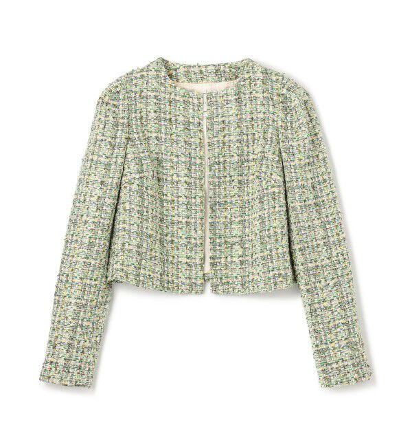 BEIGE,「TEASEL / ノーカラーツイードショートジャケット」|ノーカラージャケット|