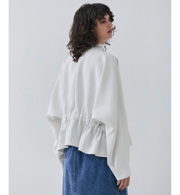 BEIGE,「【洗える・VERY掲載】PORDIC / ドロスト付きノーカラージャケット」|ノーカラージャケット|