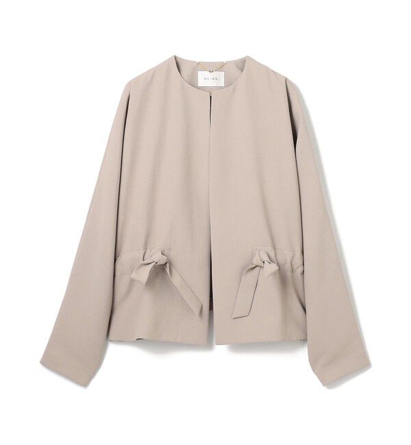 BEIGE,「【洗える・VERY掲載】PORDIC / ドロスト付きノーカラージャケット」|ノーカラージャケット|