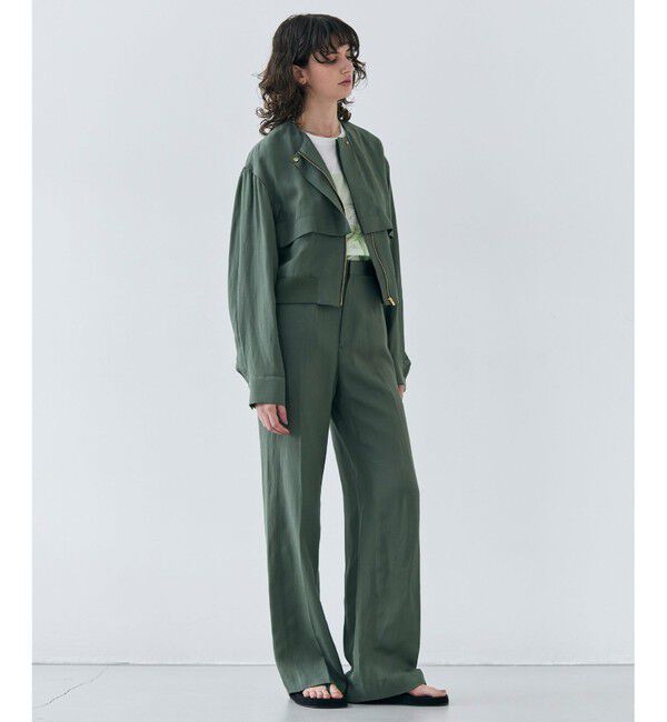 BEIGE,「【洗える】BERNARD / リネンノーカラーラップブルゾン」|ノーカラージャケット|