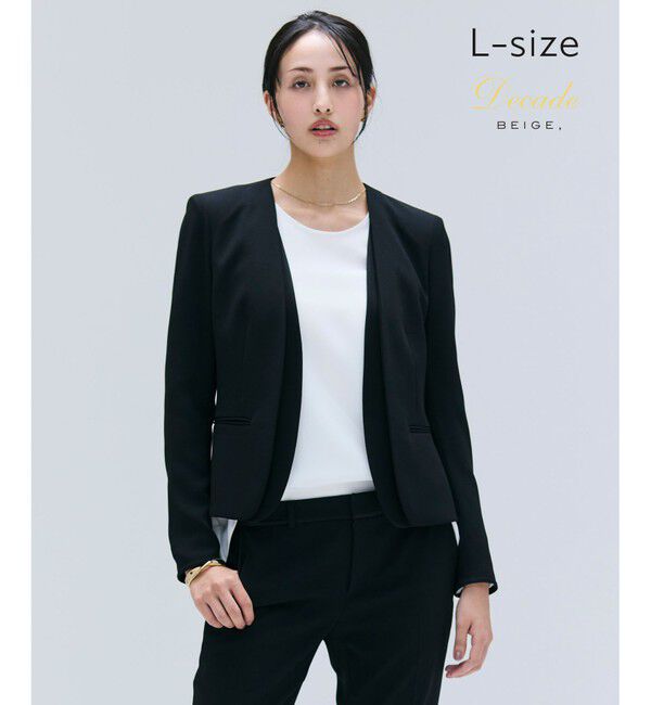 BEIGE,「【洗える・L-size】CINDY / ダブルカラージャケット」|ノーカラージャケット|Black x Black