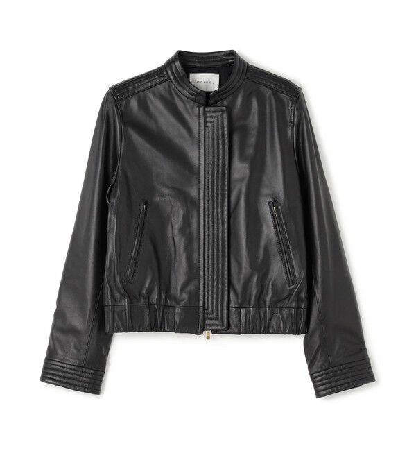 BEIGE,「【andGIRL 秋号掲載】CLYDE / ステッチデザインラムレザーブルゾン」|ノーカラージャケット|