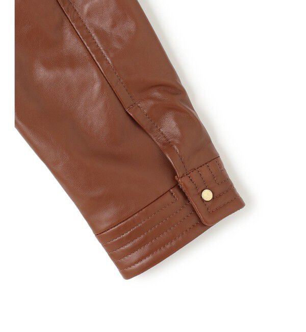 BEIGE,「【andGIRL 秋号掲載】CLYDE / ステッチデザインラムレザーブルゾン」|ノーカラージャケット|