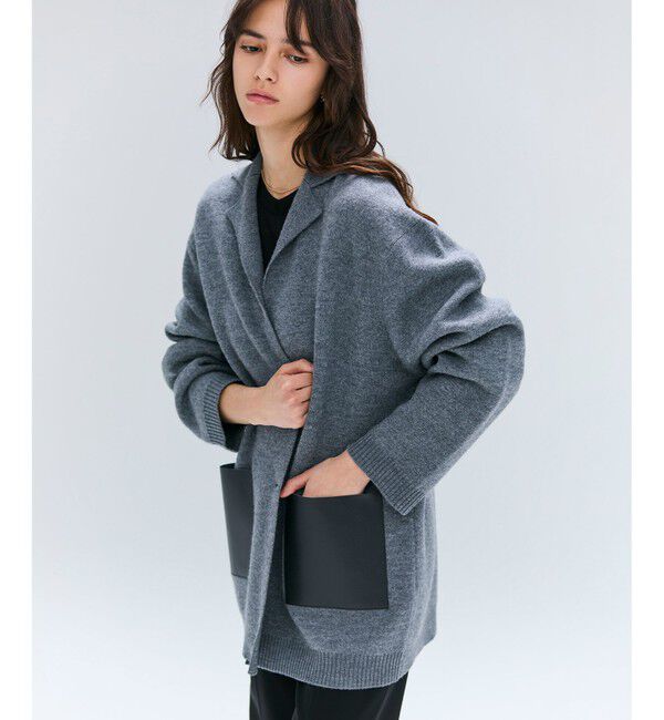 BEIGE,「CHICORA / レザーポケット付きウールニットジャケット」|ニット・セーター|