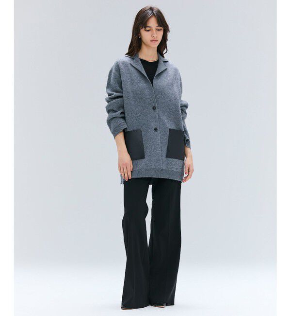 BEIGE,「CHICORA / レザーポケット付きウールニットジャケット」|ニット・セーター|