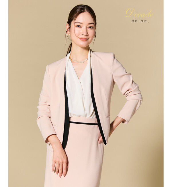 BEIGE,「【セットアップ対応】CINDY / ダブルカラージャケット」|ノーカラージャケット|Nude x Black