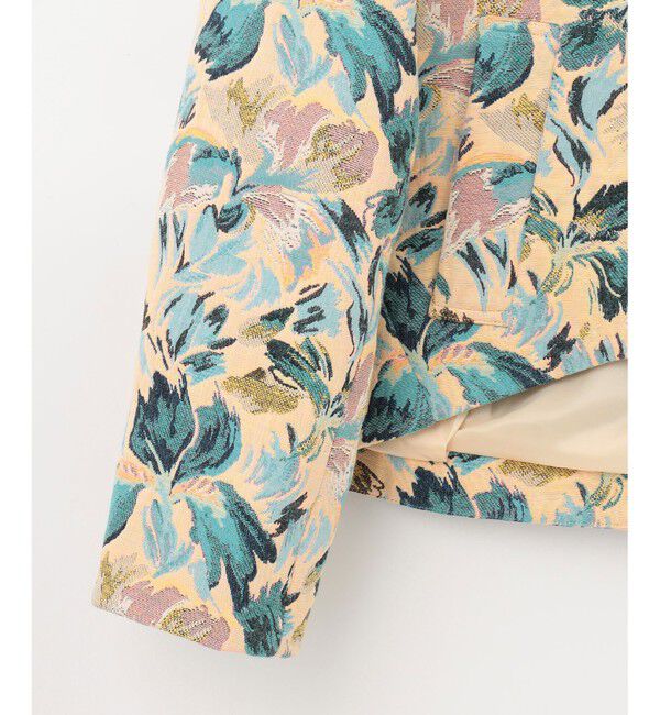 GRACE CONTINENTAL「フラワージャガードノーカラージャケット」|ノーカラージャケット|