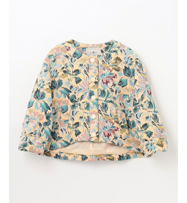 GRACE CONTINENTAL「フラワージャガードノーカラージャケット」|ノーカラージャケット|