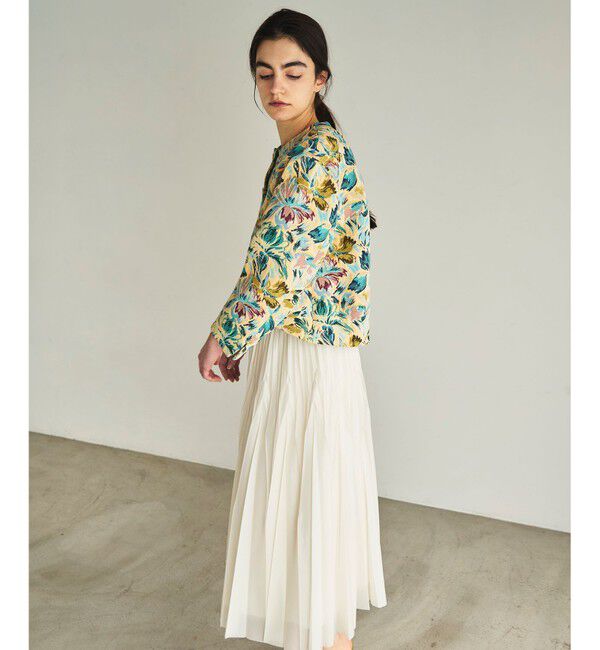 GRACE CONTINENTAL「フラワージャガードノーカラージャケット」|ノーカラージャケット|