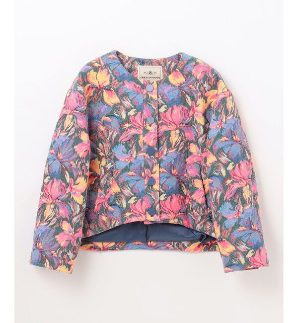 GRACE CONTINENTAL「フラワージャガードノーカラージャケット」|ノーカラージャケット|