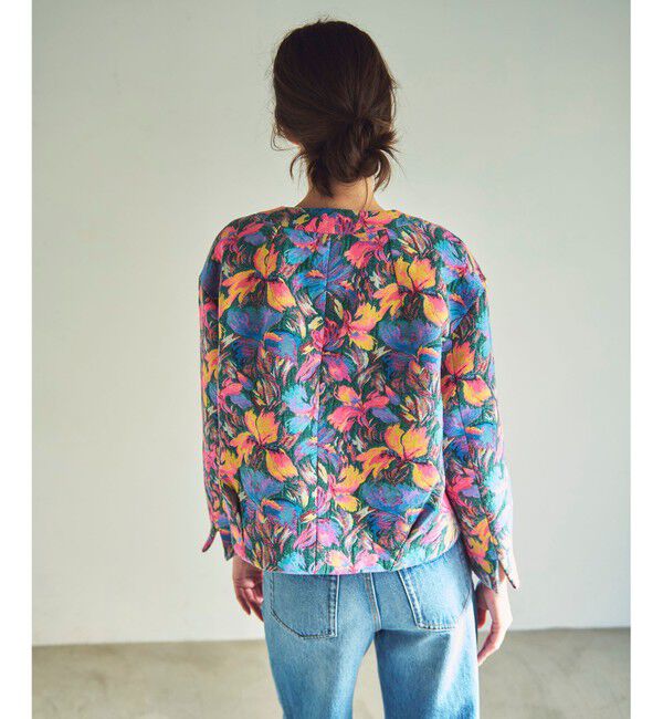 GRACE CONTINENTAL「フラワージャガードノーカラージャケット」|ノーカラージャケット|