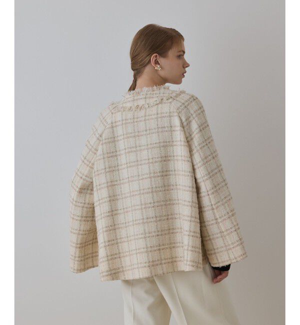 GRACE CONTINENTAL「フレアスリーブツイードジャケット」|ノーカラージャケット|