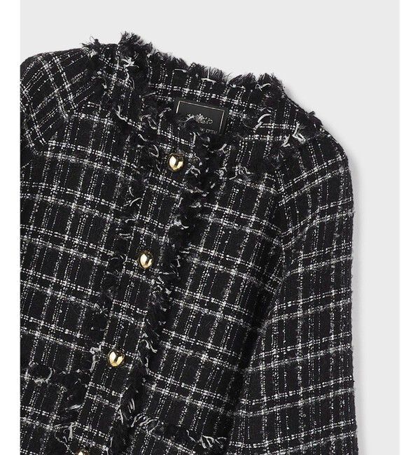 GRACE CONTINENTAL「フレアスリーブツイードジャケット」|ノーカラージャケット|