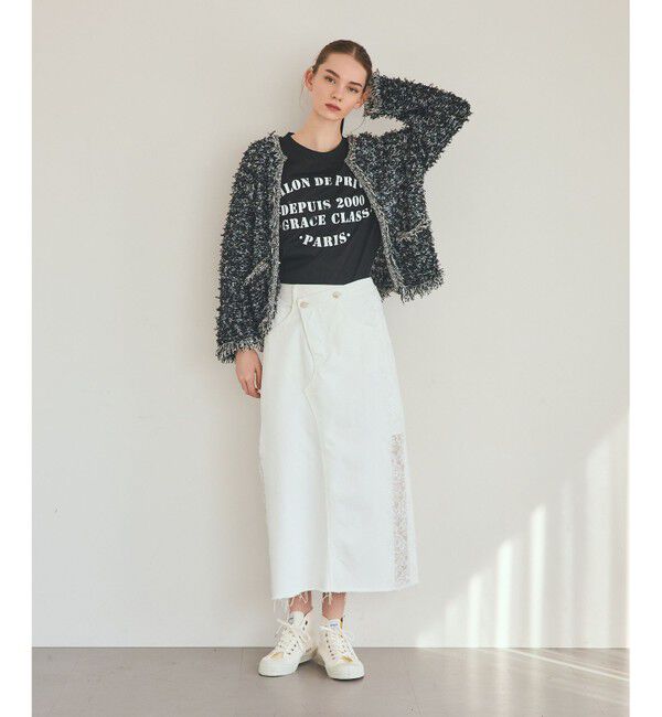 Grace Class「ツイーディーニットジャケット」|ノーカラージャケット|