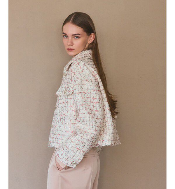 Grace Class「ツイードクロップドジャケット」|ノーカラージャケット|