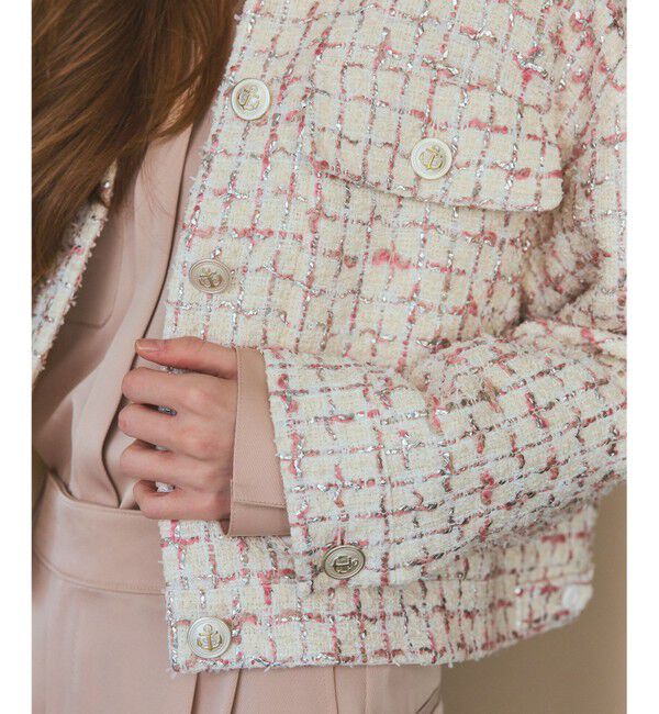 Grace Class「ツイードクロップドジャケット」|ノーカラージャケット|