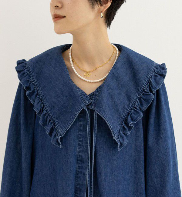 Rie Miller「【RM denim】ビッグカラー2WAYデニムブラウス」|シャツ・ブラウス|