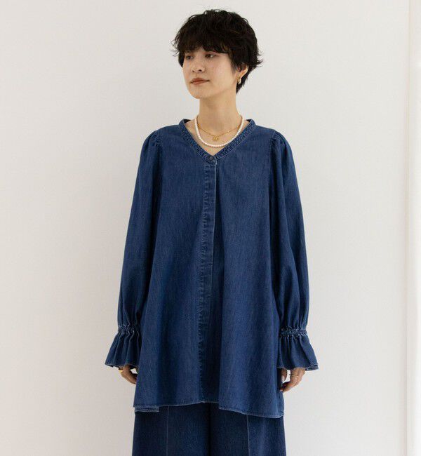 Rie Miller「【RM denim】ビッグカラー2WAYデニムブラウス」|シャツ・ブラウス|