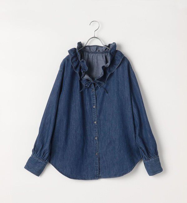 Rie Miller「【追加7回】【RM denim】フリルギャザーデニムブラウス」|シャツ・ブラウス|