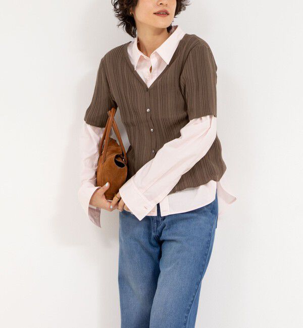 Rie Miller「《手洗い可能》ランダムテレコ2WAYカーディガン」|カーディガン|