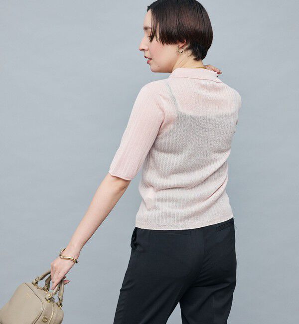 NOLLEY'S sophi「《手洗い可能》ワイドリブシアーポロ衿カーディガン」|カーディガン|