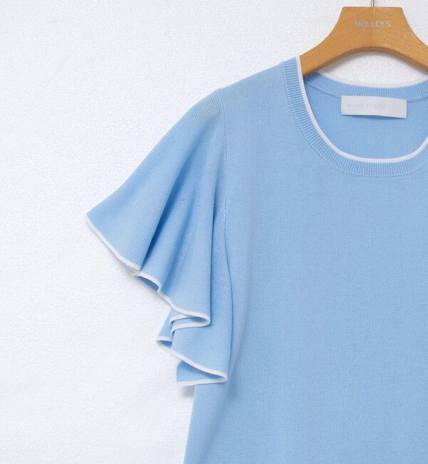 NOLLEY'S sophi「《手洗い可能》袖フリル配色プルオーバーニット」|ニット・セーター|