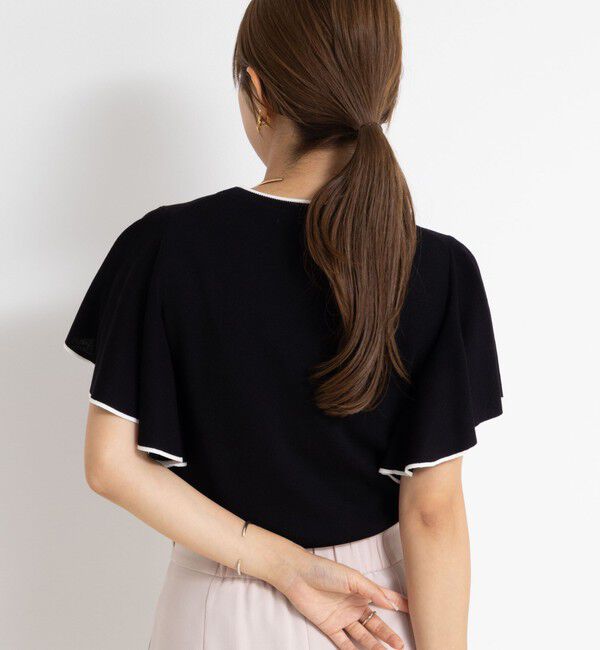 NOLLEY'S sophi「《手洗い可能》袖フリル配色プルオーバーニット」|ニット・セーター|