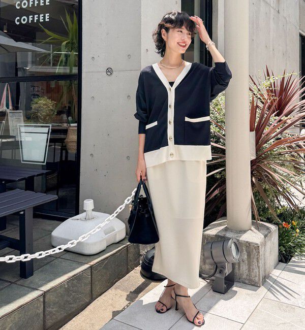 NOLLEY'S sophi「《手洗い可能》マルチファンクション配色Vネックカーディガン」|カーディガン|