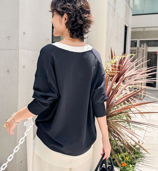 NOLLEY'S sophi「《手洗い可能》マルチファンクション配色Vネックカーディガン」|カーディガン|