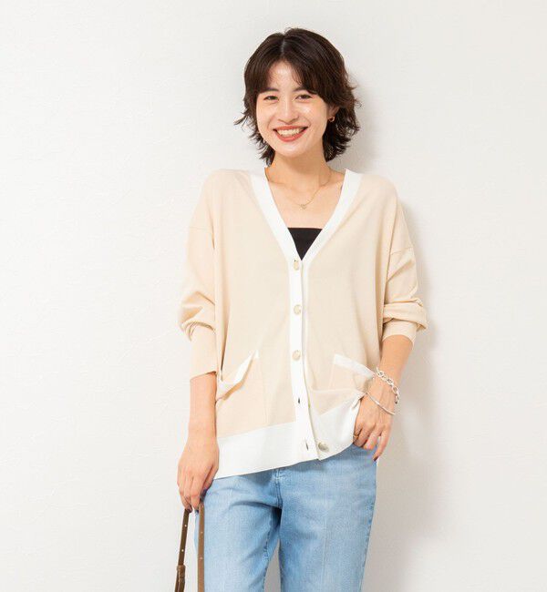 NOLLEY'S sophi「《手洗い可能》マルチファンクション配色Vネックカーディガン」|カーディガン|