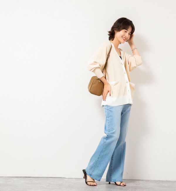 NOLLEY'S sophi「《手洗い可能》マルチファンクション配色Vネックカーディガン」|カーディガン|