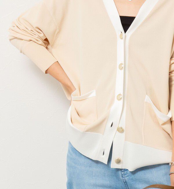 NOLLEY'S sophi「《手洗い可能》マルチファンクション配色Vネックカーディガン」|カーディガン|