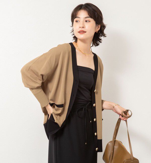 NOLLEY'S sophi「《手洗い可能》マルチファンクション配色Vネックカーディガン」|カーディガン|