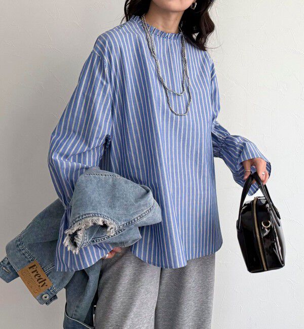 fredy emue「袖フレアストライプシャツ」|シャツ・ブラウス|