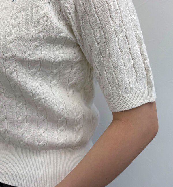 fredy emue「FR刺繍ケーブル柄半袖カーディガン」|カーディガン|