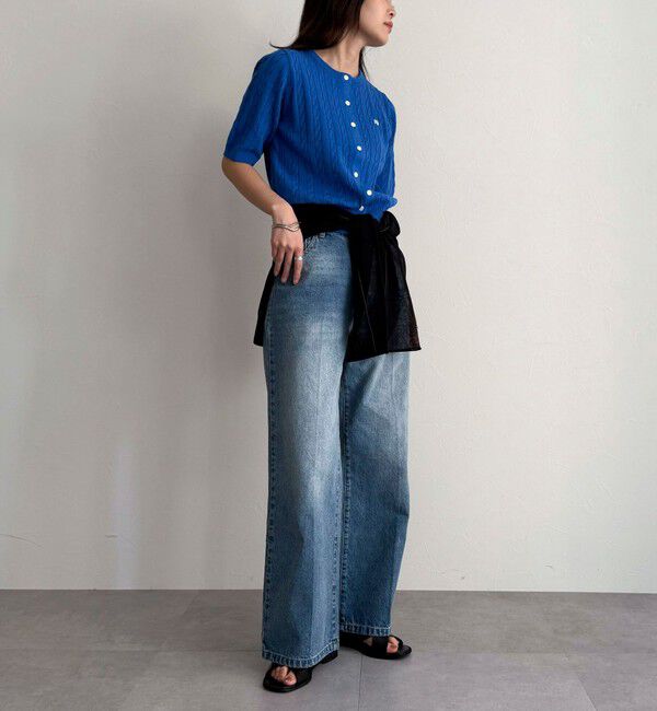 fredy emue「FR刺繍ケーブル柄半袖カーディガン」|カーディガン|