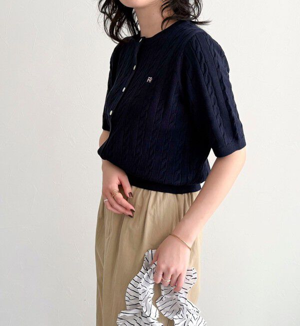 fredy emue「FR刺繍ケーブル柄半袖カーディガン」|カーディガン|