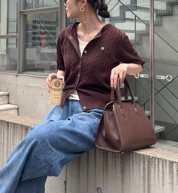 fredy emue「FR刺繍ケーブル柄半袖カーディガン」|カーディガン|