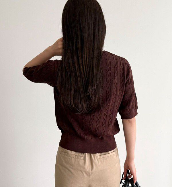 fredy emue「FR刺繍ケーブル柄半袖カーディガン」|カーディガン|