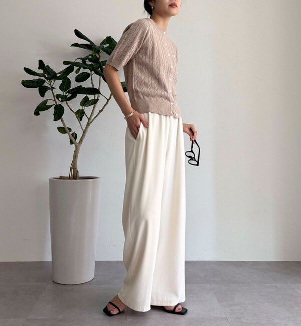 fredy emue「FR刺繍ケーブル柄半袖カーディガン」|カーディガン|