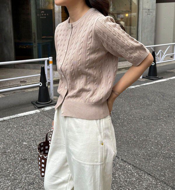 fredy emue「FR刺繍ケーブル柄半袖カーディガン」|カーディガン|